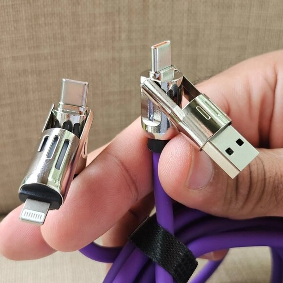 Fast Charging Data Cable Purple 2 in 2 USB Lighting USB Type C 2 Meters Unbrand - Picture 12 of 12